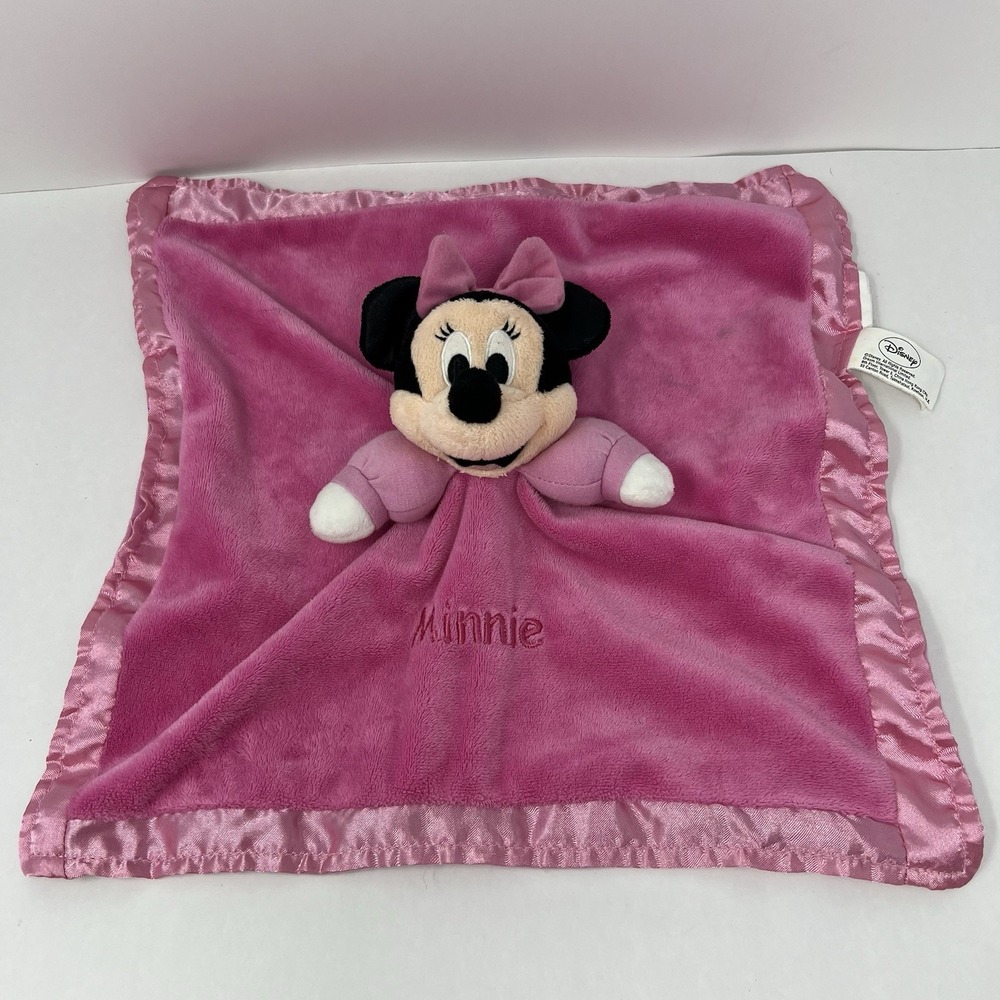 Disney Security Blanket 13x13 Pink Minnie Mouse Rattle Crinkle